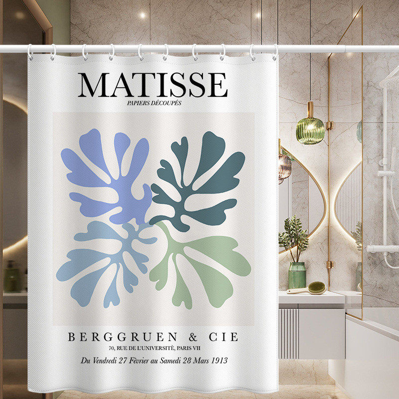 北欧简约叶子手绘代发浴室帘浴帘防水防霉高清数码印花隔断帘窗帘,家庭/个人清洁工具,浴帘,淘宝优惠券,粉丝福利购,淘宝优惠卷
