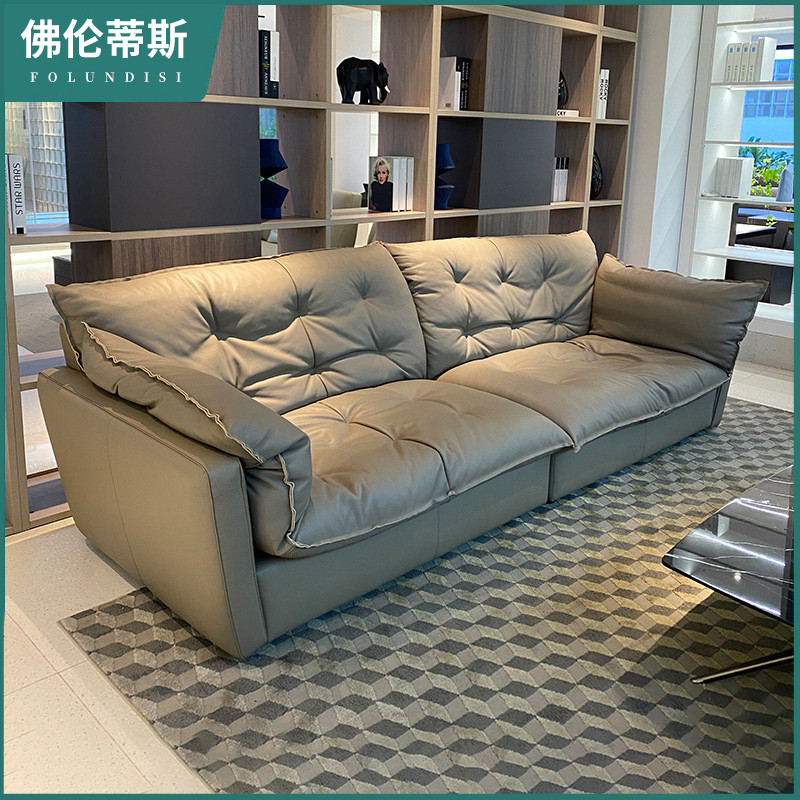 需定制索伦托极简真皮沙发组合大户型别墅高端家具意式直排皮艺沙