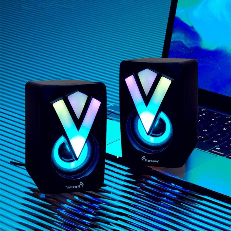 发光电脑音箱笔记本台式音响家用办公USB有线小喇叭现货跨境