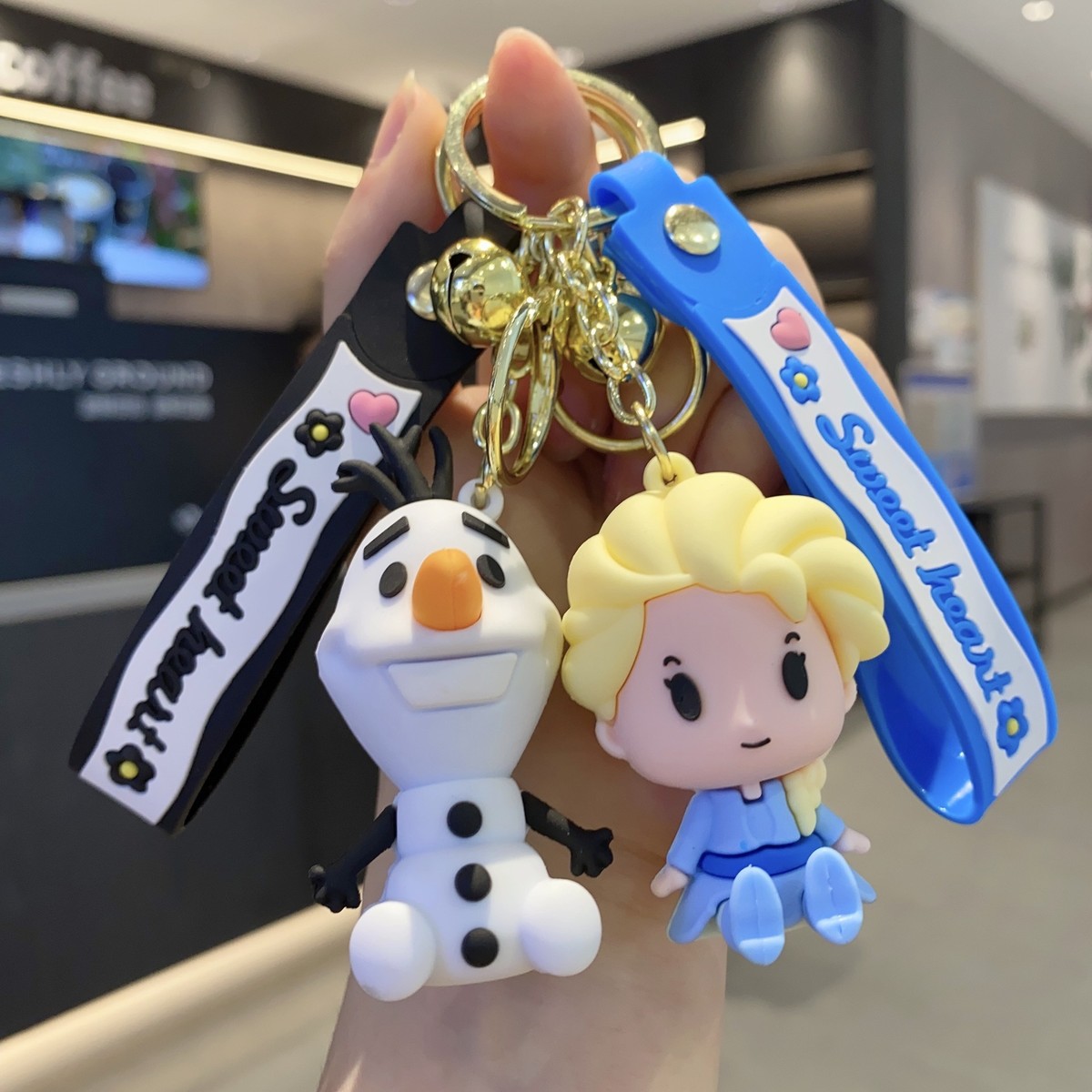 冰雪奇缘钥匙扣可爱安娜雪宝硅胶公仔挂件情侣汽车包包挂饰小礼品