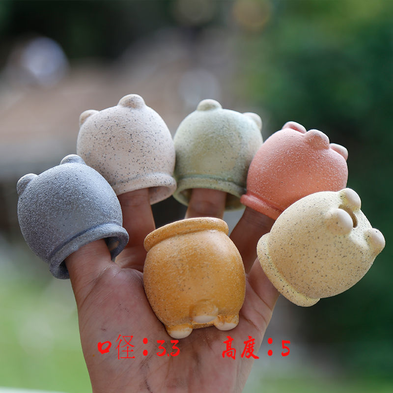 多肉花盆陶瓷多肉植物粗陶复古拇指花盆迷你大小口径简约花盆多肉