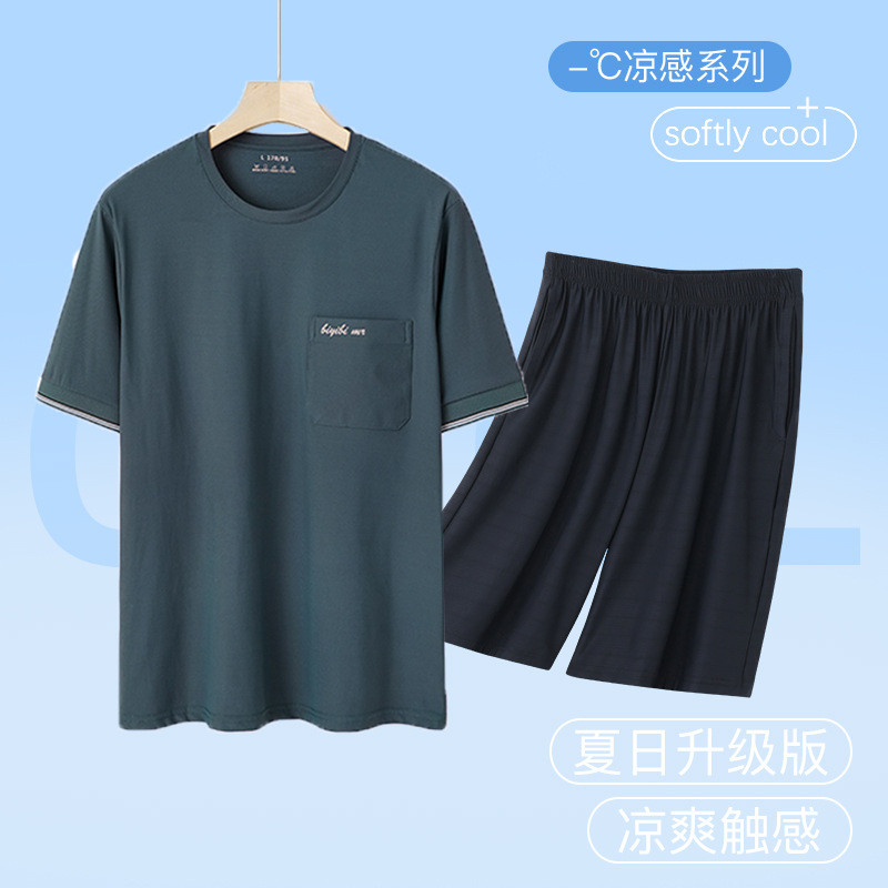 爸爸夏装套装中老年男装两件套中年男士短袖短裤40-50岁爷爷衣服