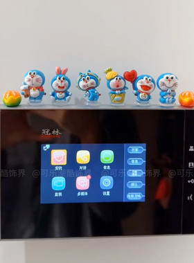 叮当猫入户对讲电话可视门铃装饰小摆件玄关客厅家居饰品遮挡创意
