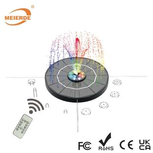 5.5W太阳能喷泉遥控带灯款 跨境新款 太阳能水泵花园鸟浴盆漂浮喷泉