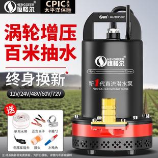 直流潜水泵12V24V48V60V伏家用电动车抽水机农用小型电瓶车抽水泵