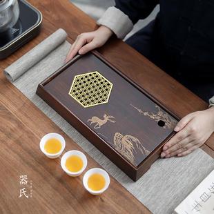 器氏 功夫茶具干泡台小型茶盘 竹制茶盘家用现代简约储水式 中式