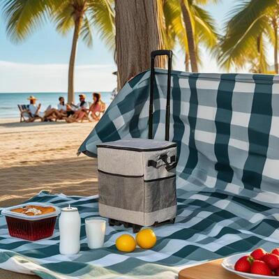 温保鲜购物车可折叠推车便携营手推车保推温箱保PZE车防水露买菜