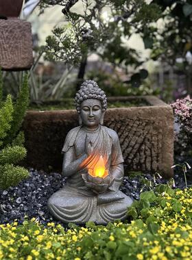 新中JFG式佛像掌造莲灯花庭院景园阳能灯书房玄关橱柜太禅意装饰