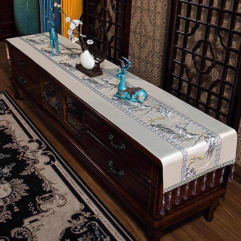 新中式防电视柜盖布茶几水桌布长方茶3ZJSJGB_形桌布茶桌席艺垫布