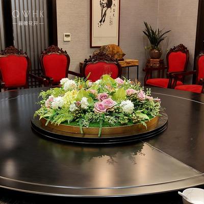 新中式酒店圆大端桌转盘仿真花餐桌花11111摆花摆件中间假花设摆