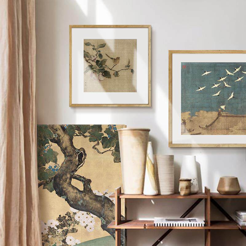 林椿果熟书来禽图》新式客厅玄关装中饰《画小RVI众艺术挂画房墙