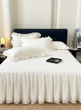式床裙通纯色简约床单件蕾丝WKF花边欧1.5罩m1.8米防尘保护套四季