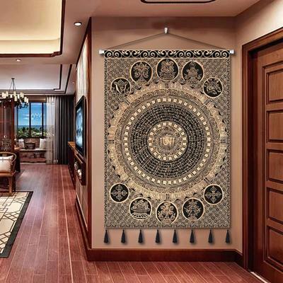 西布藏六VZK字真言藏式艺画客厅玄挂关唐佛堂背景房间背景装饰挂