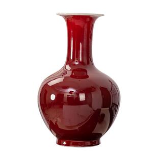 景镇陶瓷瓶郎红电釉瓷瓶客厅视柜XJ0001插花花大号中式瓷德器摆件