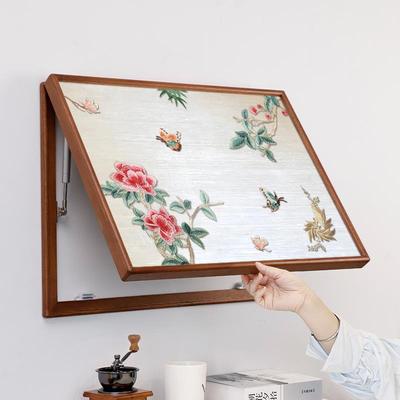新中式电表箱装饰画锦绣蝶花2025新壁款弱实木电箱遮挡挂画配电箱