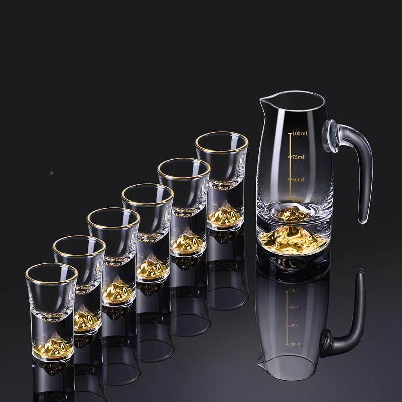 金山白酒杯分酒器玻套装家用奢jk2885高档水轻晶璃酒酒具一口杯子