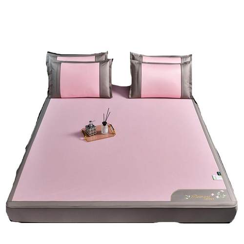 艾草冰丝席床笠款席三件套夏天人可双折叠凉子冰席凉感家用202041