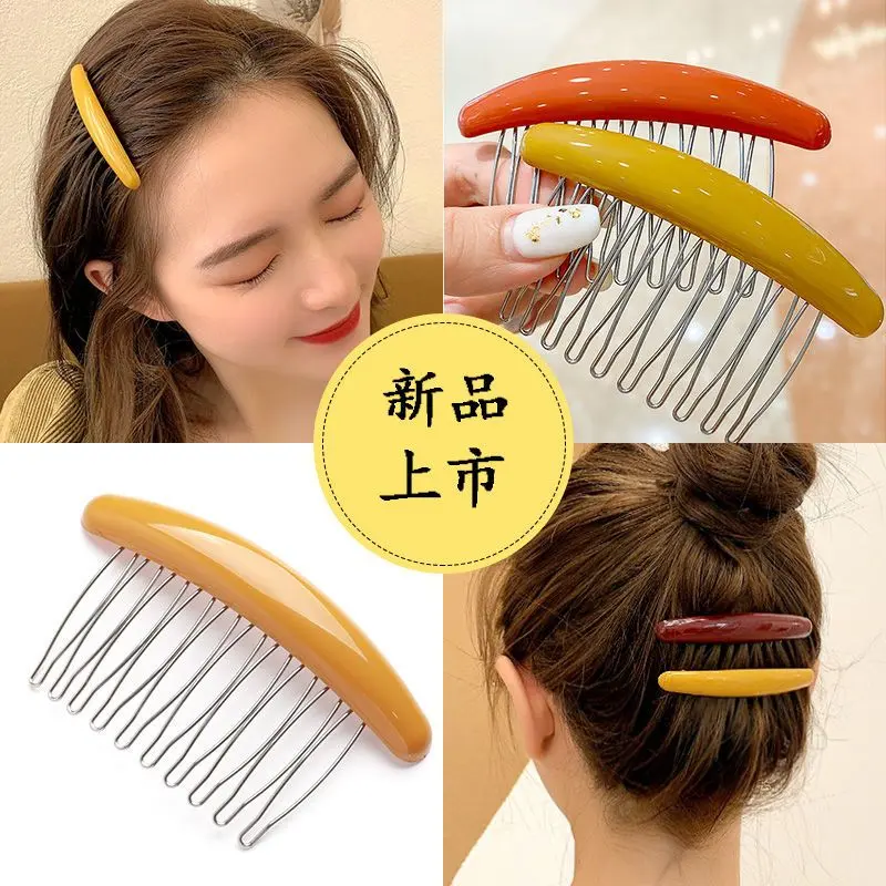 防滑无痕倒插发梳插梳简约刘海梳韩国发饰女后脑勺碎发夹发卡发叉