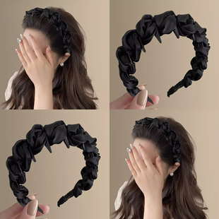 简约高级感云朵泡泡带齿发箍女高颅顶显脸小头箍纯色百搭洗脸发卡