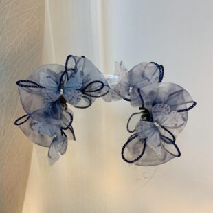 森系蝴蝶结碎发夹7cm轻奢高级感灵动蝴蝶网纱超轻抓夹公主头发夹