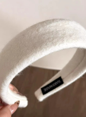 厚实毛毡毛绒灰色宽边发箍女款2025新款高颅顶高级感头箍发带头饰