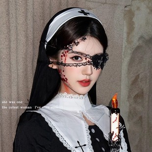 万圣节cos禁忌修女头巾女2025新款十字架暗黑哥特风头纱装扮头饰