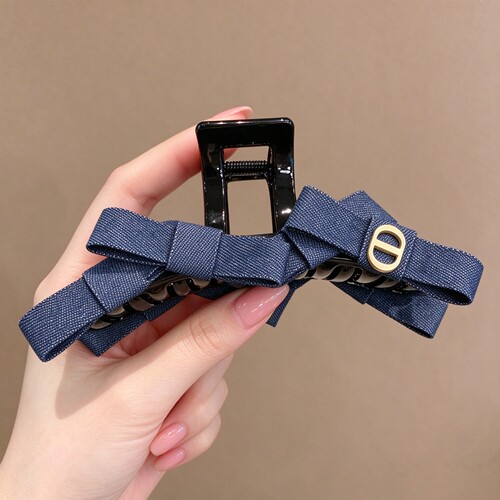 韩系牛仔蝴蝶结抓夹女盘发鲨鱼夹