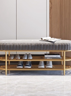 轻奢入户换鞋凳软包坐垫鞋柜家用门口鞋架可坐式鞋凳丝绒穿鞋萍润