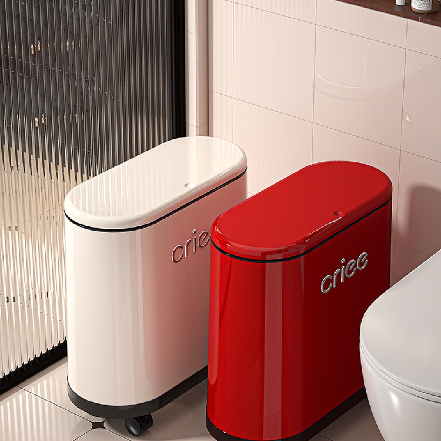 卫生间夹缝垃圾桶2025新款家用简约按压式纸篓厕所专用窄缝卫生桶