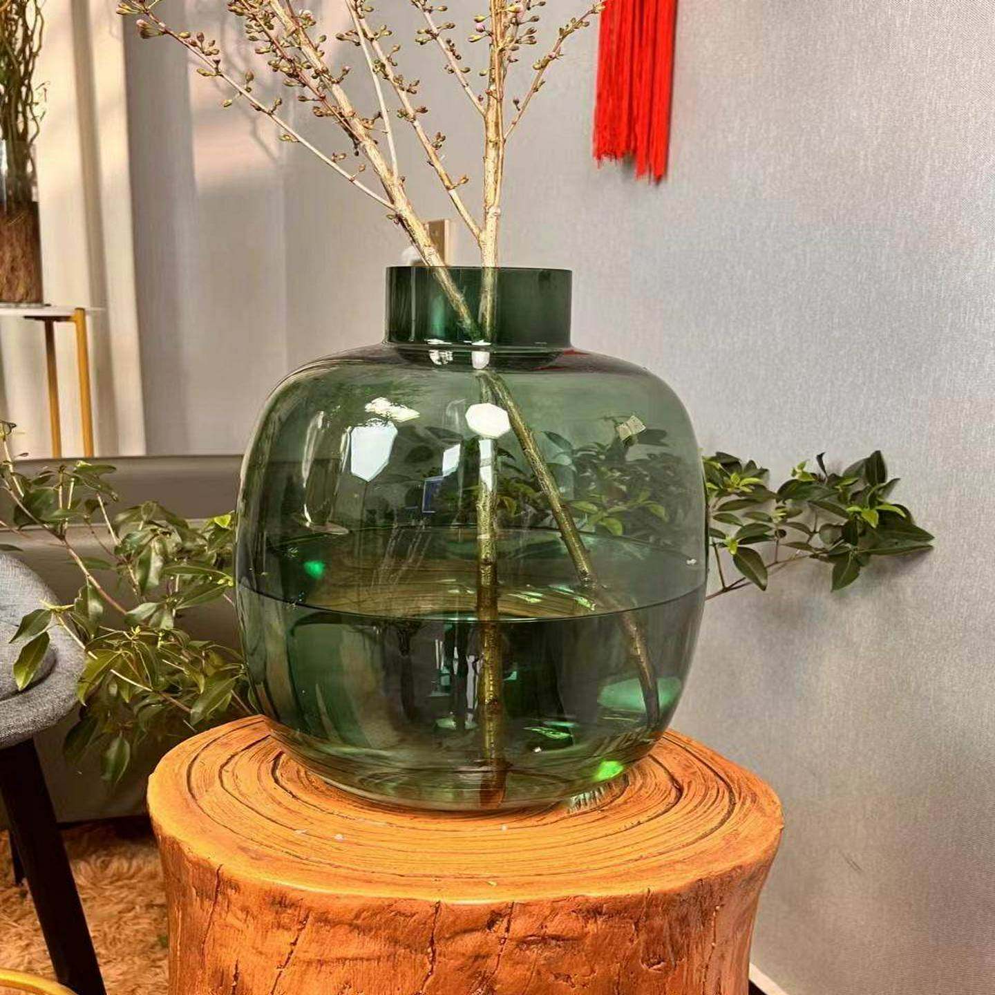 『落地大花瓶』小口大肚玻璃花瓶大容量高通透美男树雪柳各种鲜切,家居饰品,花瓶,淘宝优惠券,粉丝福利购,淘宝优惠卷