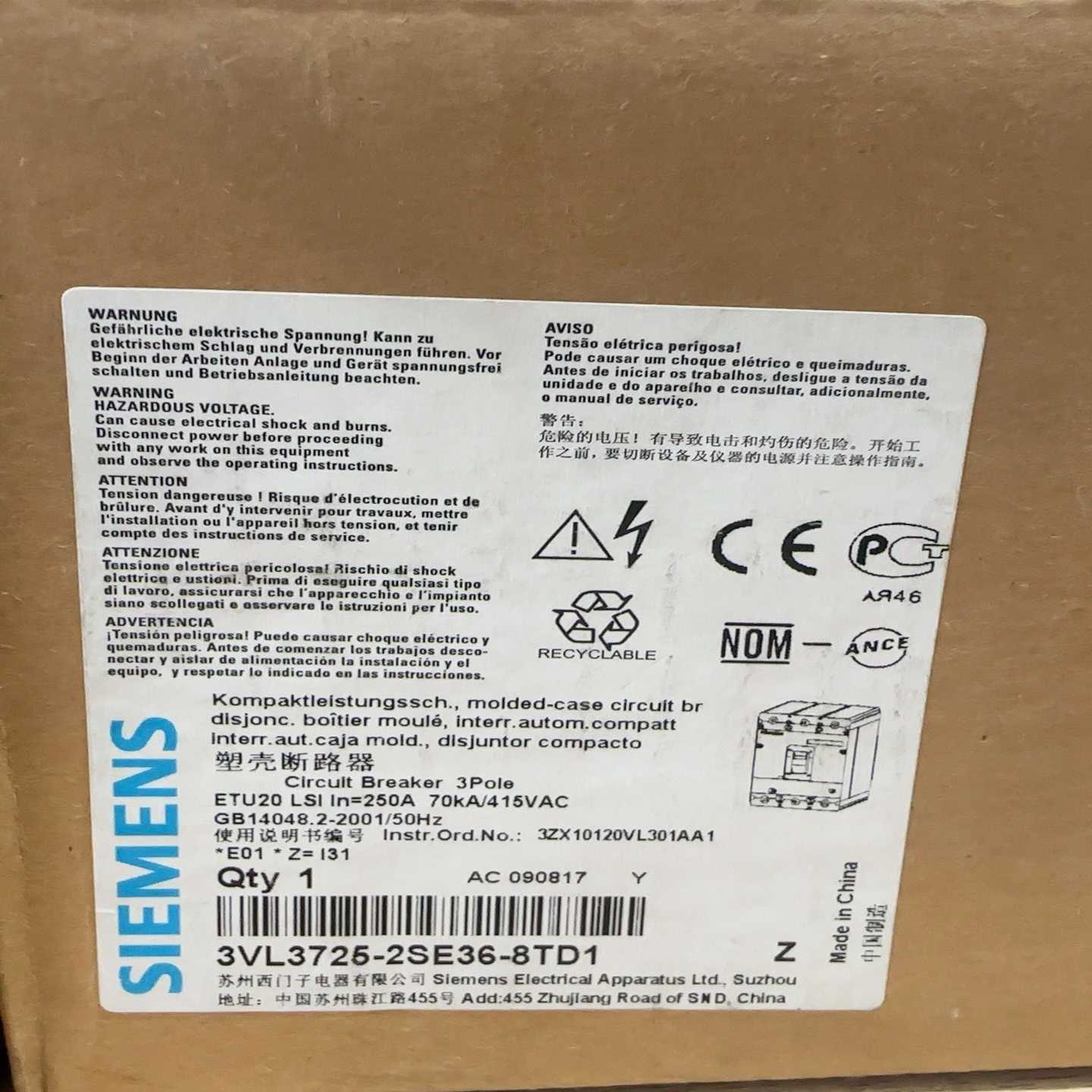 塑壳断路器3VL3725-2SE36-8TD13V询价