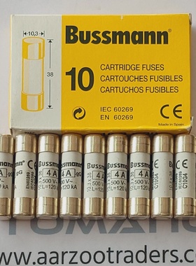 Ensemble De 5 Bote  Bussmann 4A IEC60269 Cartouche Fusibles
