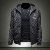 休闲外套聚酯纤维印花设计年新款 潮流修身 高 连帽夹克衫 欧洲站男士