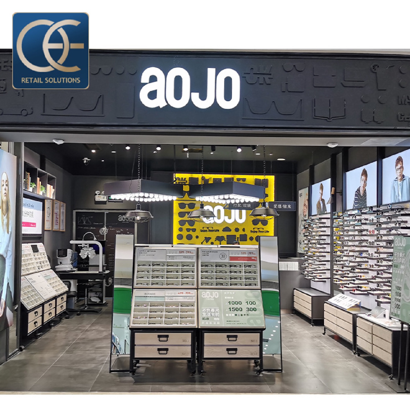 商场眼镜店展示柜货架整店设计太阳眼镜展示架木质展柜立式柜台