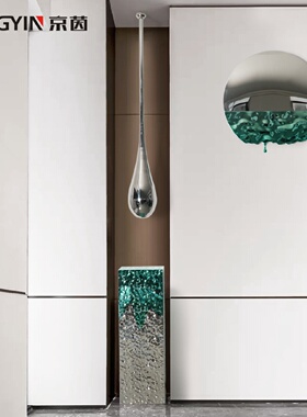 空中天花挂件酒店大堂艺术雕塑水滴吊顶装饰品不锈钢底座摆件