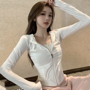 纯色长袖 女款 防紫外线瑜伽上衣 冰丝防晒开衫 修身