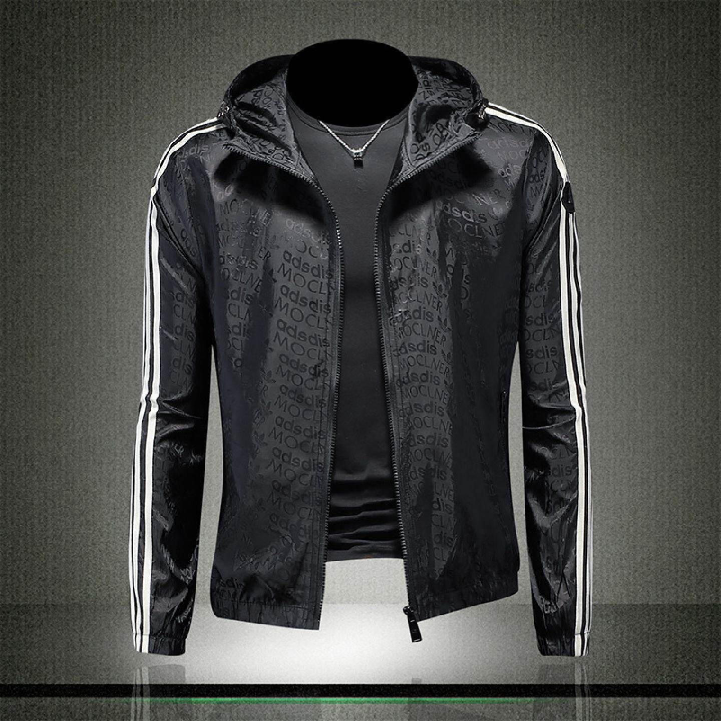 欧洲站连帽夹克衫男士轻奢休闲修身时尚拼色上衣秋冬新款外套潮牌