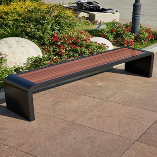不锈钢户外长椅创意广场椅防腐实木公园椅车站小区等候椅定制厂家