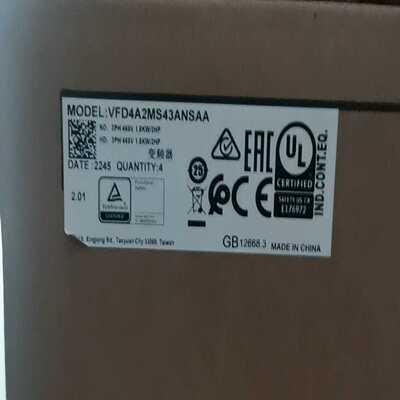 VFD4A2MS43ANSAA，变频器，全新原装正品保质