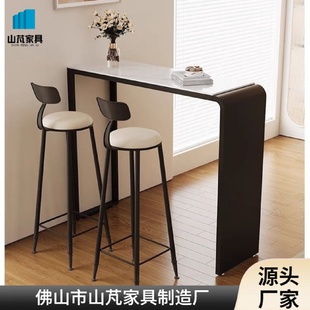 休闲迷你吧台桌家用小吧台简约岩板高脚桌长条桌客厅沙发阳台隔断