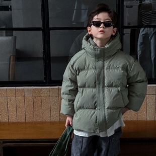 儿童新款白鸭绒羽绒服男女童冬季加厚短款中大童连帽外套保暖潮牌