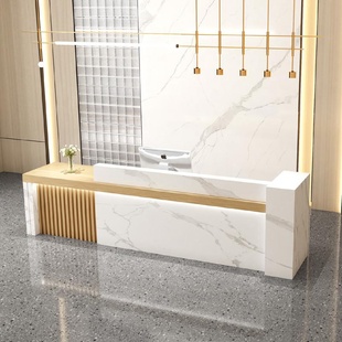 中式现代公司前台接待台简约美容院吧台收银台培训机构酒店咨询台