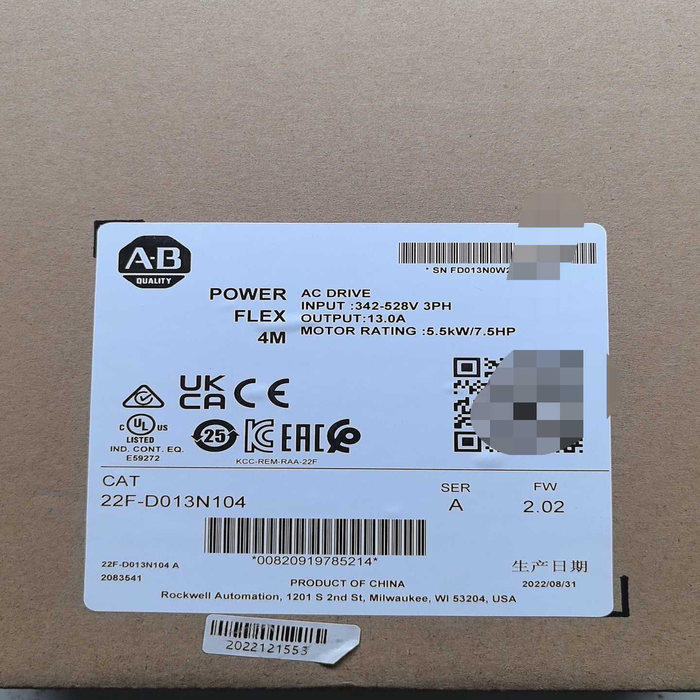 AB罗克韦尔变频器22F-D013N104，询价