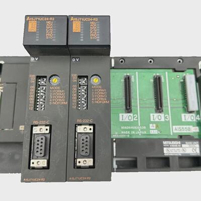 MITSUBIHI RS232C Unit A1SJ71UC24R2 X2pc  Base Unit A1S55BS1