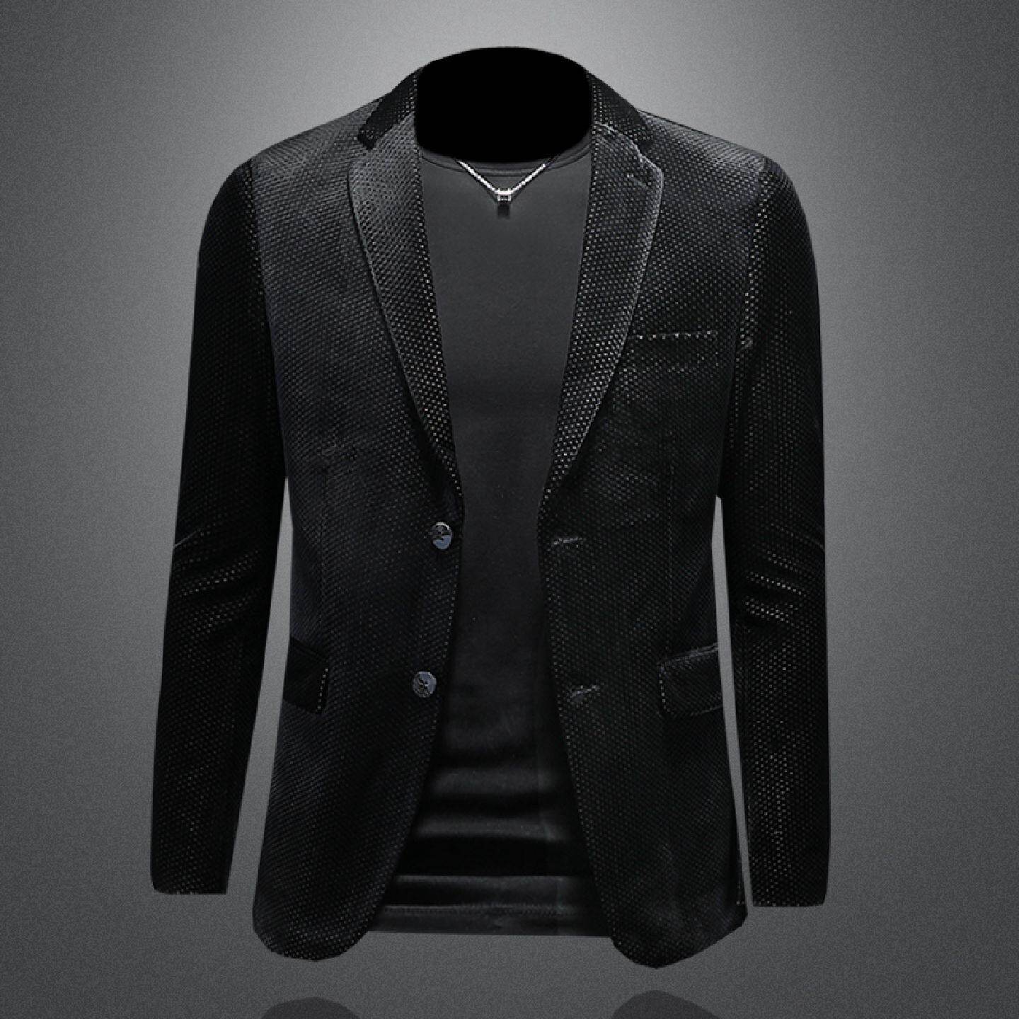 金丝绒西装外套男装秋冬季新款韩版便西欧洲站休闲单件波点西服潮