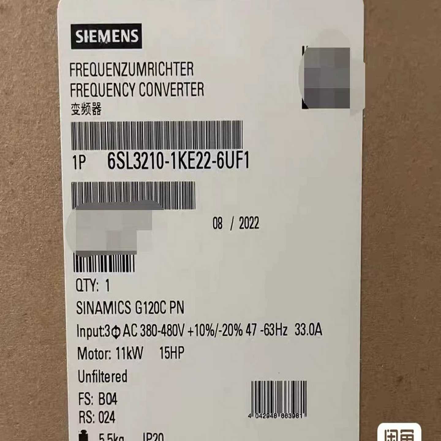 全新原装正品6SL3210-1KE22-6UF1西门子变频器--议价商品