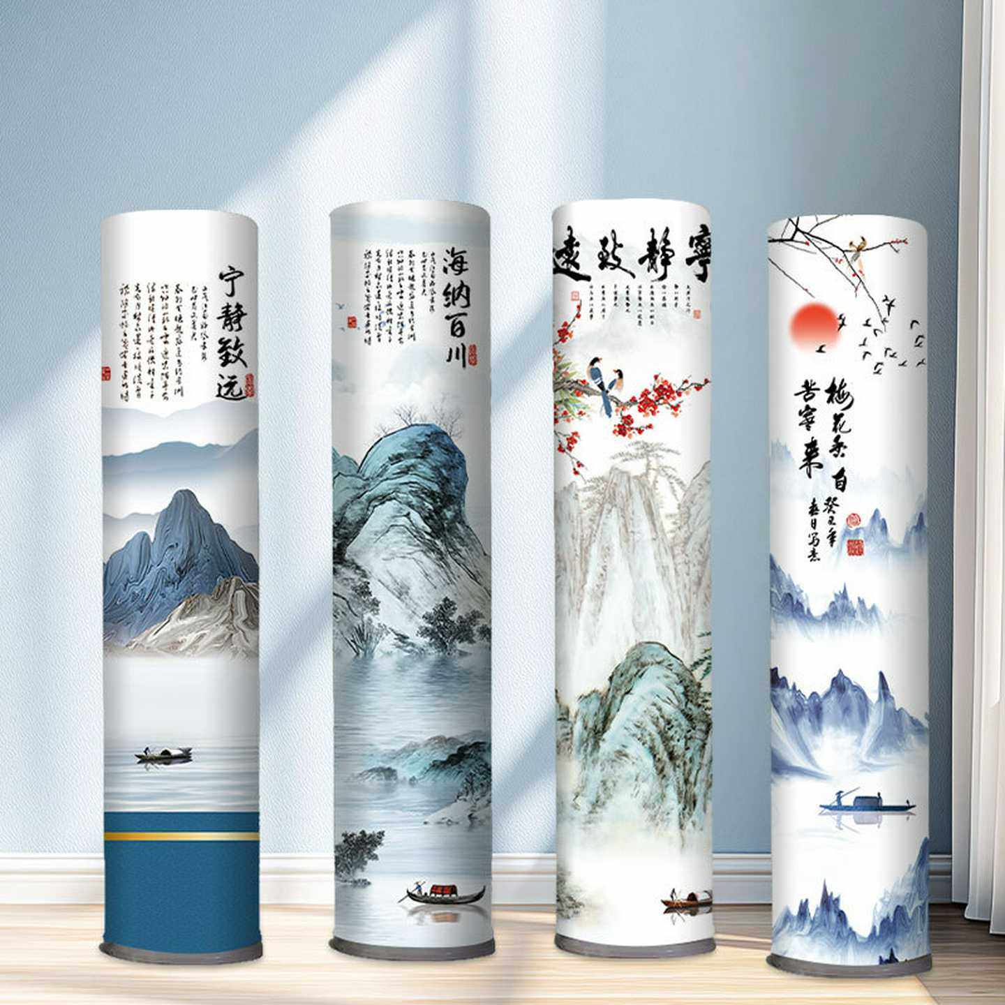 一件代发新中式立式空调防尘罩家用圆柱形高弹力双面空调套布全包