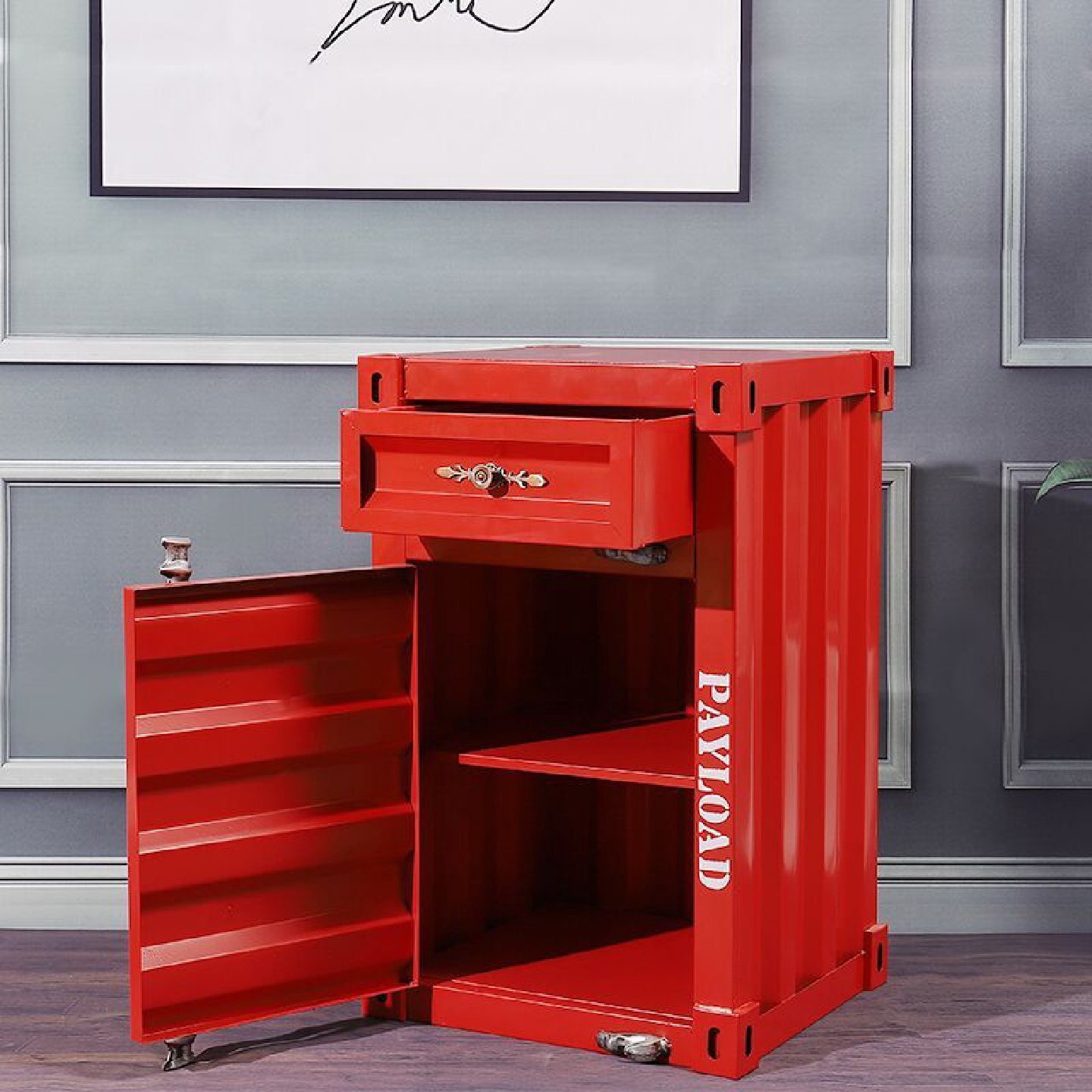 工业风集装箱杂物柜铁皮柜子复古储物柜床头柜金属收纳柜铁艺小柜,住宅家具,儿童床头柜,淘宝优惠券,粉丝福利购,淘宝优惠卷