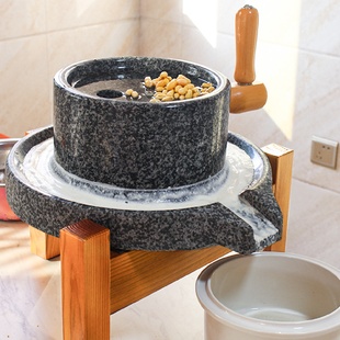 溪邸黑麻石小石磨家用磨盘老式豆浆磨浆机肠粉机小型老式磨豆腐