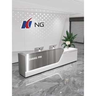 公司办公室大理石接待台酒店吧台收银台美容院不锈钢简易前台定制